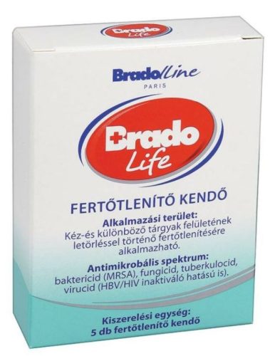 BradoLife fertőtlenítő kendő - 5db / csomag