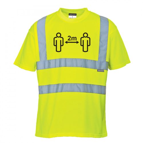 Távolságtartásra figyelmeztető Hi-Vis póló